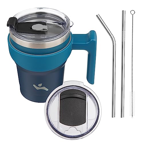 Image of Konokyo 10 oz Tumbler with Handle and Straw, Insulated Travel Mug