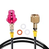 【Hochwertiges Material】Dieser CO2-Adapter Hochdruckschlauch besteht aus einer starken und dennoch ultraleichten Messing- und Aluminiumlegierung für eine dichte Abdichtung, umweltfreundlich, robust, hohe Sicherheit, rostfrei und langlebig.