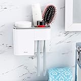 【3-en-1 Portacepillos de Dientes】: El soporte del cepillo de dientes, la soporte de pasta de dientes y soporte para vasos de enjuague bucal , funciona perfecto para el pequeño espacio de la encimera y cepillos de dientes siempre tumbados. Diseño desmontable para una fácil limpieza, es una buena idea limpiarlos con regularidad.