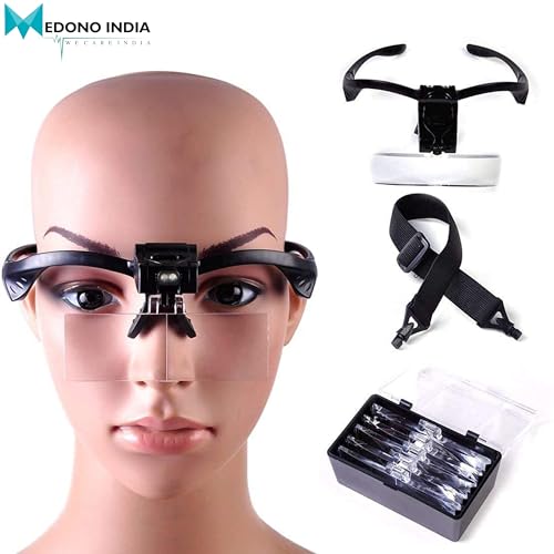 Image of Hair Transplant Headband Head Light Magnifying Glass Headset with 2 LED Loupe with 5-Lens 1.0X, 1.5X, 2.0X, 2.5X and 3.5X