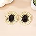 Black Gold Statement Earrings for Women,Vintage Chunky Oval Dangle Earrings,Large Big Geometric Retro Jewelry Accessories(Black)