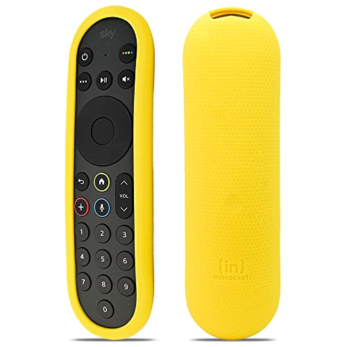 Sky Glass Remote Cover Protective Case by Inbrackets Shockproof Cover Case Skin for Sky Glass Remote Control Anti-Slip Premium Durable Silicone Honeycomb Texture (Yellow)