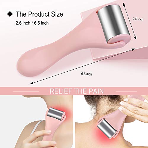 Ice Roller For Face & Eye,Puffiness,Migraine And Pain Relief,Face Roller For Eye Bags,Redness,Headaches,Cold Facial Roller Skincare Stainless Steel Face Massager (Pink) #TOP2