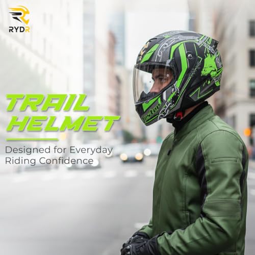 Image of Rydr AC Dx Flip-Up Full Face Motorbike Helmet | | Durable Two-Wheeler Helmet for Men and Women | Comfortable Fit with Air Ventilation for Safe Bike & Scooter Riding