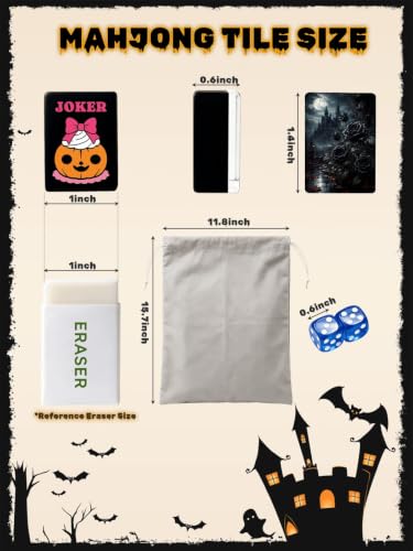 VETEB Halloween American Mahjong Tile Set Halloween Gothic Castle Black Roses Under Moonlight 160 Acrylic Mahjong Tiles 1.4" Game Set with Bag & Accessories for Gift Travel Party (Candy) - Image 4