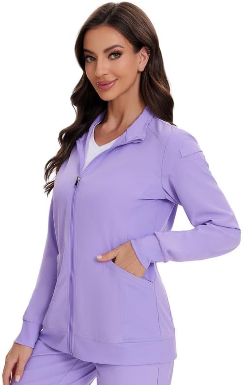 COZYFIT Scrub Jackets for Woman, Zip Front Nurse Jacket, 4-Way Stretch Fabric - Image 3