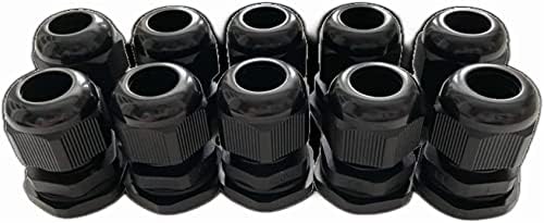 10 Pack Black M20 20mm TRS Stuffing Compression Glands for 6-12mm Cable, Waterproof IP68 with Locknut and Washer