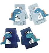 YeahBoom 2 Paar 3D Kinderhandschuhe Winter,Fäustlinge mit Knopf Klappe,Kinderhandschuhe Elastisch...