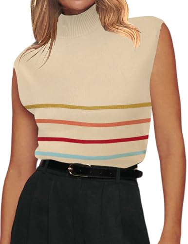 Image of Zeagoo Women's 2026 Mock Turtle Neck Sweater Vest Sleeveless Knit Pullover Tank Tops Casual Trendy Slim Fitted Tops