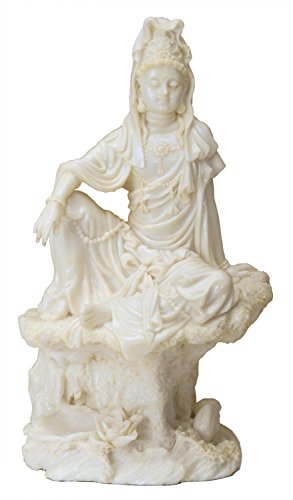 Estatua de Resina Cold Cast 7 pulg Water & Moon Kuan Yin miniatura 1
