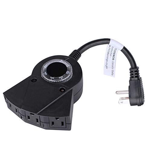 Minetom Outdoor Light Plug-In Timer, Heavy Duty Mechanical Timer Switch, 3 Grounded Electrical Outlets For Christmas Lighting Outdoor And Indoor, Ul Listed, Black, 13 Amp #TOP1