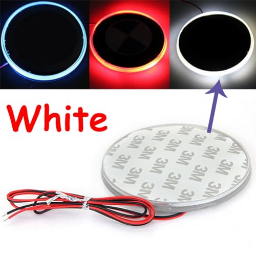 Image of White LED Car Background Grille Logo Badge Emblem Light lamp,82mm Waterproof Background Tail Badge Emblem Logo LED Light Lamp Sticker Auto Emblems Compatible for B /MW 3 5 7 Series X3