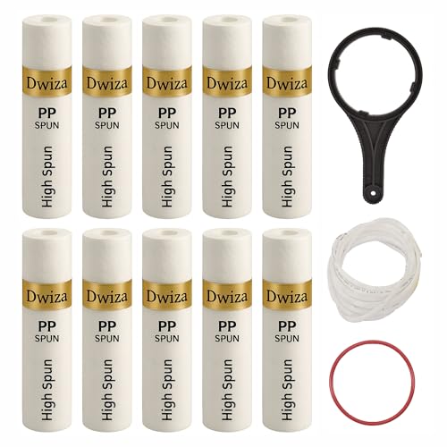 Dwiza Enterprise 10 Inch High Density PP Spun Filters for All Type RO Water Purifiers | 5 Micron Water Filter Candle | Pre-Filter Cartridge | Outer Filter Candle - [10 Spun Filters]