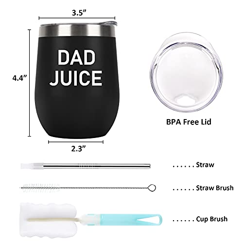Lifecapido Dad Juice Stainless Steel Wine Tumbler, Dad Double Wall Vacuum Insulated Wine Tumbler 12Oz For Men, Dad, New Dad, Father From Daughter Son - Dad Gift For Father's Day Birthday Christmas #TOP5