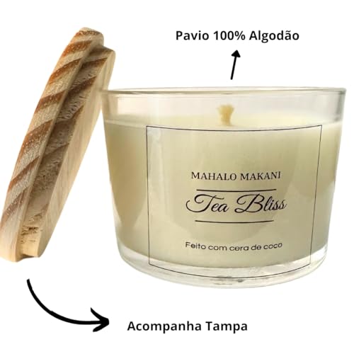 Vela Artesanal Aromática Chá Branco 100g – Aroma Relaxante, Queima Limpa e Duradoura – Mahalo Makani