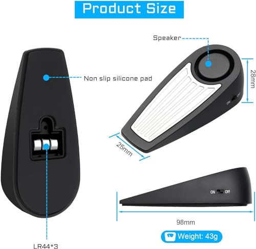 Alarm Türstopper - Tragbarer Sicherheitsalarm, 130dB Laut, Eingangswarnung für Reise, Haus, Wohnung - Wohnalarm