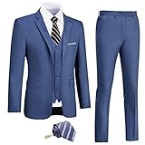 Men Suits Slim Fit 3 Piece Denim Blue Suits for Men Business Suit Wedding Dress Tux Groomsmen Prom B