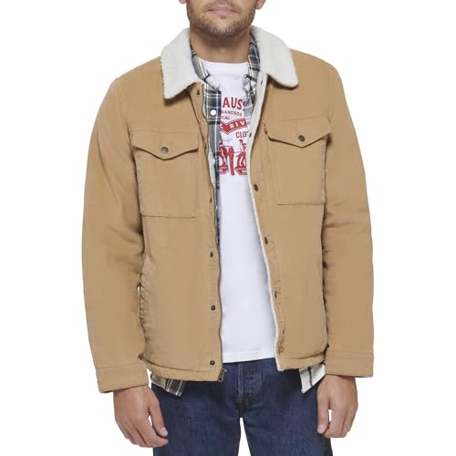 Levi's Men's Corduroy Sherpa Trucker Jacket, tan, Medium
