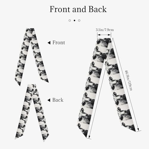 Cow In Black And White Print Women'S Fashion Scarf,Headbands Scarves Neck Scarf For Beach Bag Accessories2