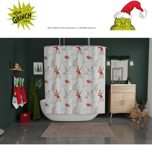 Image of Grinch Holiday Christmas Bath Microfiber Shower Curtain, 72x72, (Officially Licensed Product) by Franco