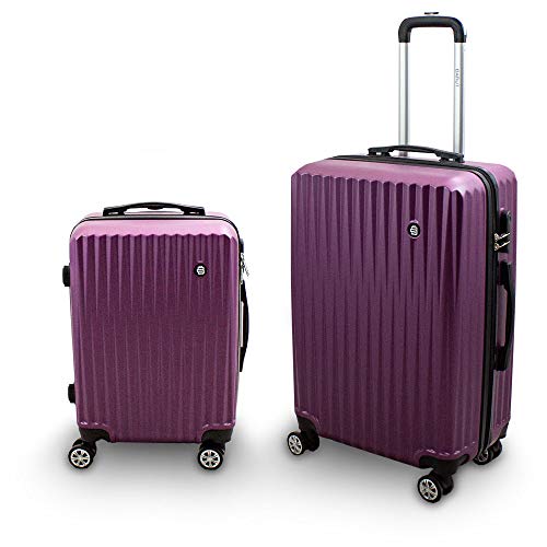 Barut Kofferset M + L 2-teilig Reisekoffer Trolley Hartschalenkoffer ABS Teleskopgriff Modell General (Lila)