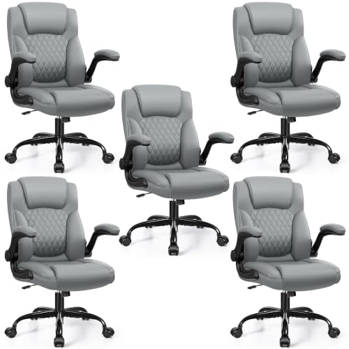 Image of Leather Office Chair, PU Home Computer Desk Chairs with Ergonomic Back Support, 360Swivel Free,Small Gaming Chair with Wheels and Adjustable Armrests, for Short People Use