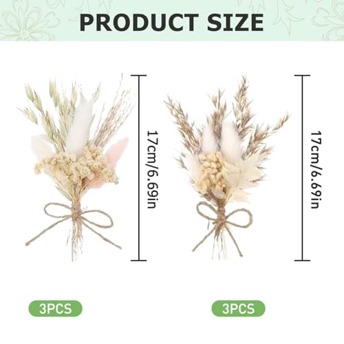 6 Bündel Trockenblumenstrauß Mini Echten Trockenblumen zum Basteln Boho Trockenblumenstrauß Klein Handgemachter Blumenstrauß Getrocknete Blumenstrauss DIY Trockenblumen Blumen Deko für Bilderrahmen