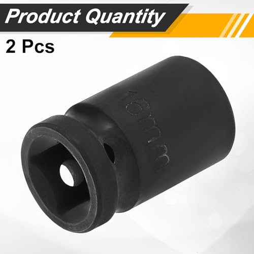 Image of HARFINGTON 2pcs 1 /2 inch Drive x 16mm Shallow Impact Socket 12-Point Metric CR-V Steel Spindle Nut Impact Flip Sleeve for Home Auto Nuts Bolts Repair