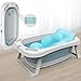 Baignoire pliable pour bébés, baignoire pour bébé ergonomique avec coussin pliable compact Toddler Bathtub, bac de douche pour enfants en bas âge antidérapant avec coussin pour bébé