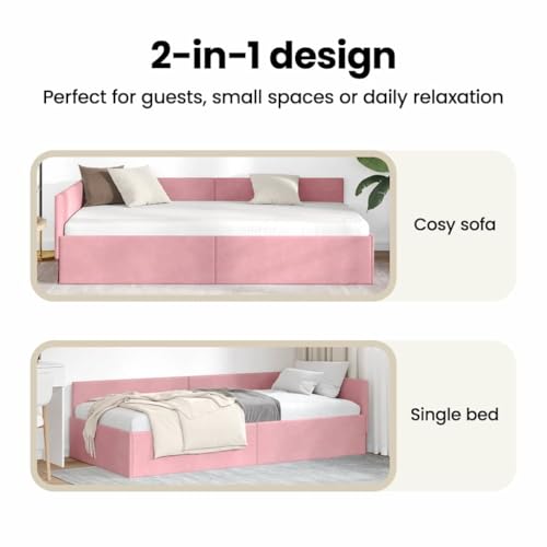 vidaXL Eckbett Rahmen Schlafmöbel Modernes Schlafzimmer Set Ergonomische Minimalistische Lösung Platz Kopfteil Nachtkomfort