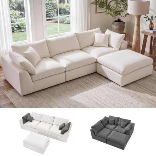 Image of Amsleekey 108 inch Cloud Sectional Couch with 2 Washable Cover Sets