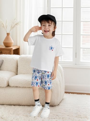 Clothes Set Y2k 2 Piece Summer Outfit Monkey Beach Vaction Shorts Set Preppy for Birthday Gift4