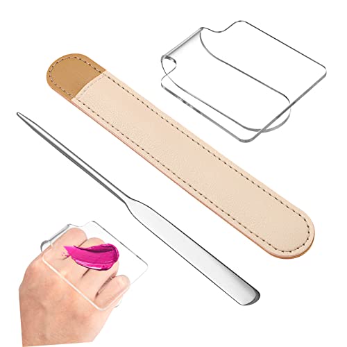 パレット ネイルカラーミキシングプレート 手鏡 メイク用ブレンディングプレート 化粧アプリケーター 薄手のマニキュア キット メイクアップスパチュラ マスカラクリア ステンレス鋼 KESYOO