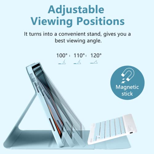 MMK for iPad 11th 10th Generation Case with Keyboard (2022, 10.9"), Wireless Detachable Keyboard, Pencil Holder for iPad 11 inch (A16 2025), 10th Gen (10.9 Inch 2022) Blue