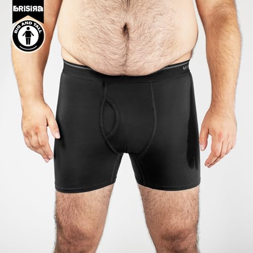 BRISIRA Big and Tall Boxer Briefs for Men Bamboo Viscose 4XL-7XL Moisture Wicking Breathable No Ride Up Underwear with Fly 5