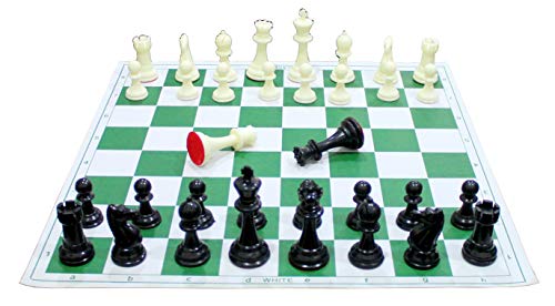 Stonkraft 17'' X 17'' Tournament Chess Vinyl Foldable Chess Game With Solid Plastic Pieces (With Extra Queen) - Ideal For Professional Chess Players #TOP3