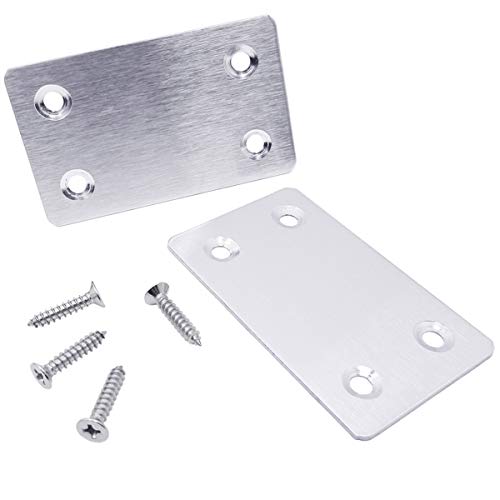 Quality Yes QY 10PCS Silver Tone Stainless Steel Straight Support Shelf Bracket Flat Corner Brace Brackets Mending Plates Repair Fixing Joining