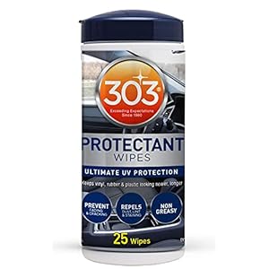 303 Products Automotive Protectant Wipes – Helps Prevent Fading & Cracking, Repels Dust, Lint & Staining, Superior UV Protection & Restores Lost Color, Exterior & Interior Car Cleaning Supplies