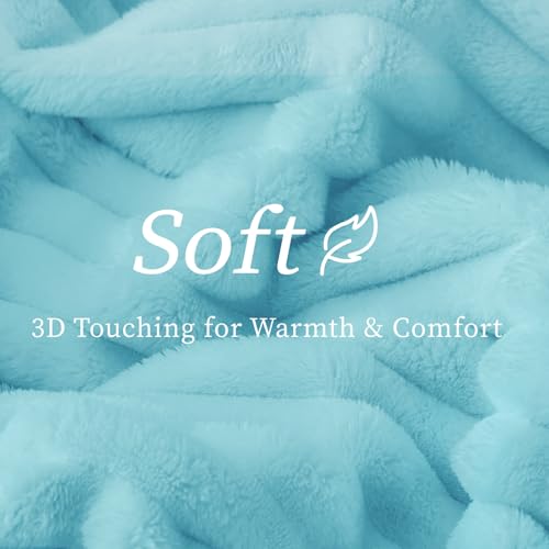 Image of BEDELITE Ribbed Twin Blanket for Couch & Bed, Sky Blue, 60 inchx80 inch