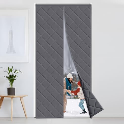 Cortina de Puerta Magnética con Aislamiento Térmico 90 x 200cm, Diealles Shine Cortinas Térmica para Puertas, Cortinas de Invierno para Puertas Insonorizante Aislamiento