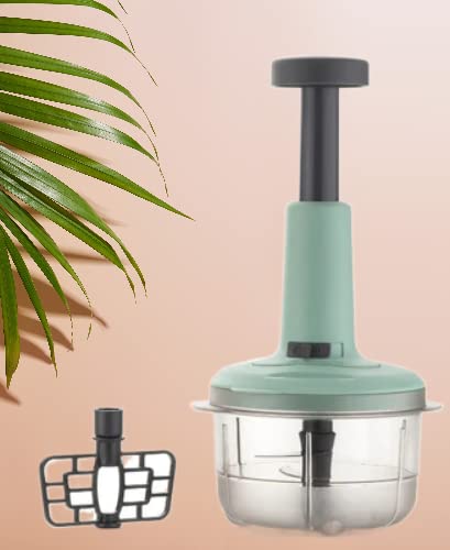 S Cart 2 in 1 Food Chopper,Large Manual Hand-Press Vegetable Chopper Mixer Cutter to Cut Onion, Salad, Tomato, Potato (Pack of 1)800ml.