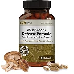 DailyNutra Mushroom Defense Formula - Immune Support Supplement | Organic Mushrooms, Hot Water Extracted - Reishi, Chaga, Maitake, Shiitake & Turkey Tail (90 Capsules)