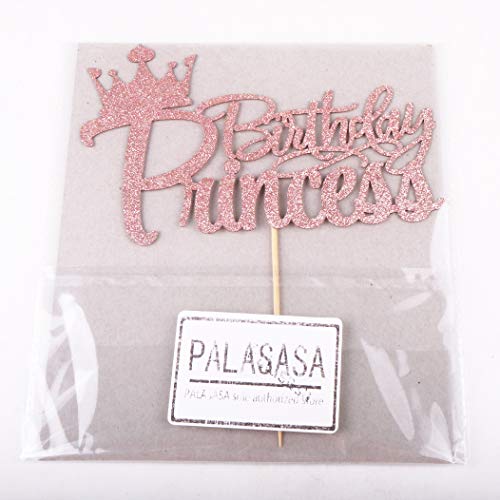 PALASASA Princess Birthday Party Cake Topper - Crown Girl Theme Baby Shower Birthday Party Cake Decoration Supplies (Rose gold) - Thumbnail 5