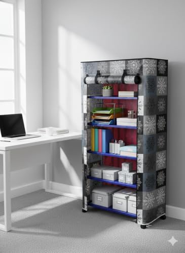 Image of CIPLA PLAST Space-Saving Classy Shoe Organizer, with Wheels, Storage Rack Covered Shoe Rack with Dustproof Fabric Cover, Powder Coated Metal Frame & Fabric Organizer (Extra Large, 6 Layer)