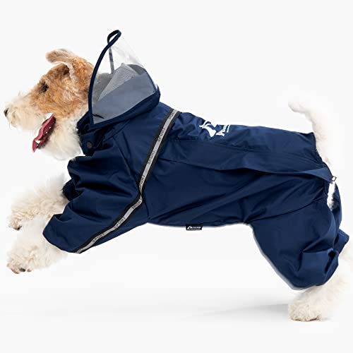 Petridge Dog Four-Legged Jacket Raincoat Waterproof Windproof Coat For Small Medium Large Dogs (65 Navy) #TOP7