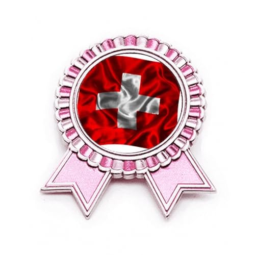 Broche en soie Suisse rose M en métal, le cadeau idéal pour femme