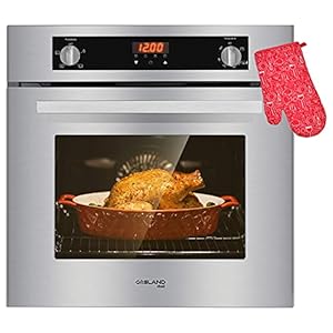 Gas Wall Oven 24 Inch, GASLAND Chef Pro GS606DS Built-in Single Wall Oven, 6 Cooking Functions Natural Gas Wall Oven with Rotisserie, Digital Display with Knob Control, 120V Stainless Steel Finish