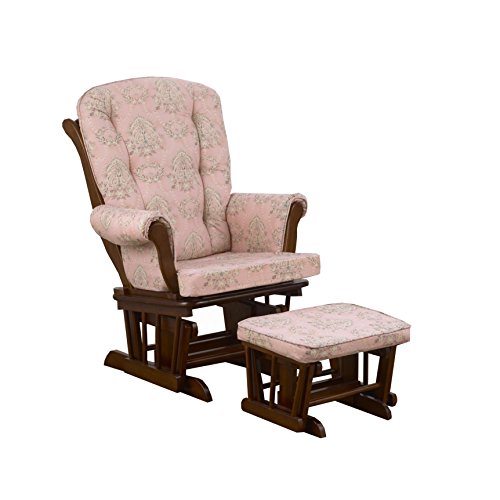 Cotton Tale Designs Glider Pink Floral on Espresso with Ottoman, Nightingale
