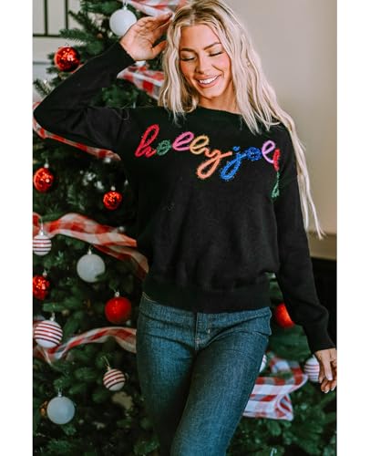 Image of SELINK Women's Holiday Sweater Crew Neck Print Casual Long Sleeve Pullover
