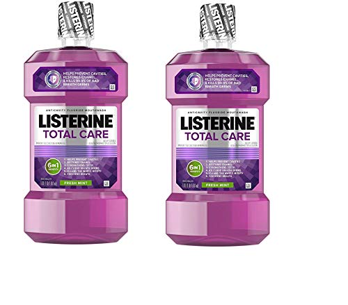 Total Care Anticavity Mouthwash, 6 Benefit Fluoride Mouthwash for Bad Breath and Enamel Strength, Fresh Mint Flavor, 1 L (Pack of 2)